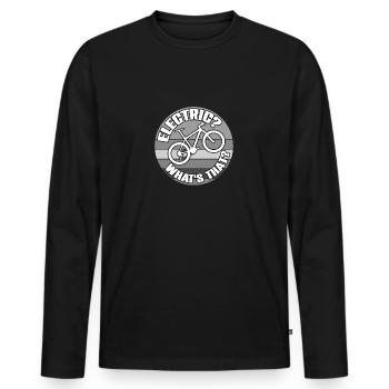 Faire du vélo sans électricité ni batterie - T-shirt manches longues Premium bio Homme - noir - Devant - Nico (187cm)