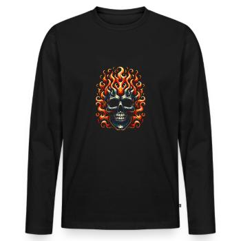 Colorful Skull with Flames - Men's Premium Organic Long Sleeve Shirt - black - Front - Nico (187cm)