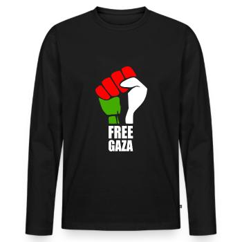 Free gaza - Men's Premium Organic Long Sleeve Shirt - black - Front - Nico (187cm)