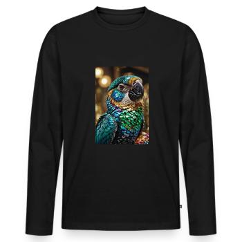 papagei,bunt,pailetten,glänzend,natur - Männer Premium Bio Langarmshirt - Schwarz - Vorne - Nico (187cm)