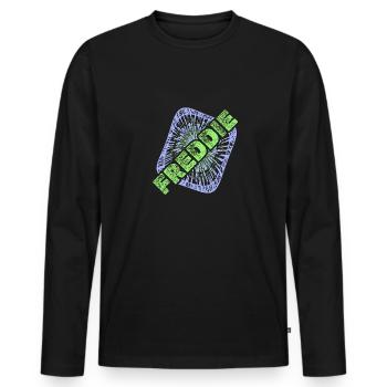 Surname First name Freddie - Men's Premium Organic Long Sleeve Shirt - black - Front - Nico (187cm)