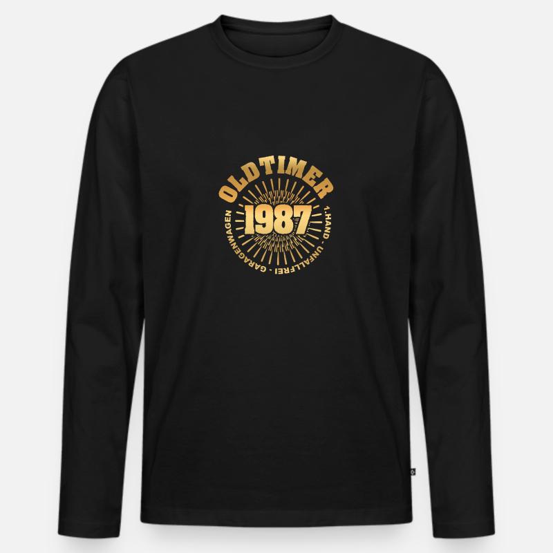 Spruch 1987 - Männer Premium Bio Langarmshirt - Schwarz