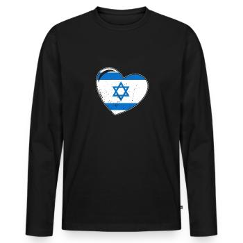 Israel Heart Star of David Israeli origin - Men's Premium Organic Long Sleeve Shirt - black - Front - Nico (187cm)