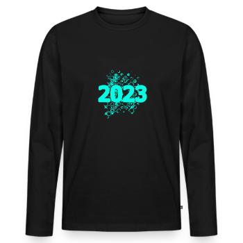 2023 - Men's Premium Organic Long Sleeve Shirt - black - Front - Nico (187cm)