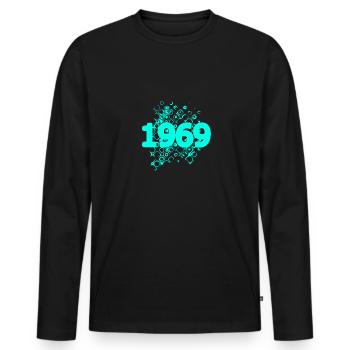 Retro 1969 - Men's Premium Organic Long Sleeve Shirt - black - Front - Nico (187cm)