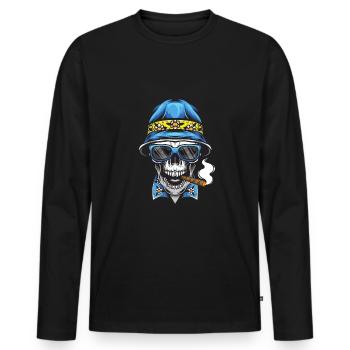 Lausbua Lausbub Lederhosen Trachten - Men's Premium Organic Long Sleeve Shirt - black - Front - Nico (187cm)