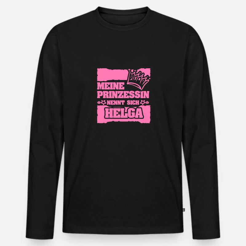 Mädchenname Helga - Männer Premium Bio Langarmshirt - Schwarz