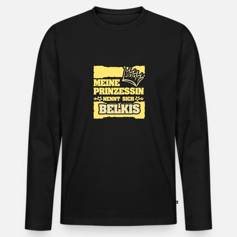 Mädchenname Belkis - Männer Premium Bio Langarmshirt - Schwarz