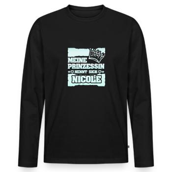 Nicole - T-shirt manches longues Premium bio Homme - noir - Devant - Nico (187cm)