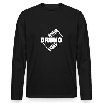 Geschenk für Bruno - Männer Premium Bio Langarmshirt - Schwarz - Vorne - Nico (187cm)