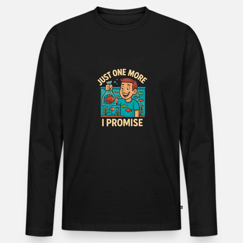 Nur noch ein Fisch, versprochen - Männer Premium Bio Langarmshirt - Schwarz