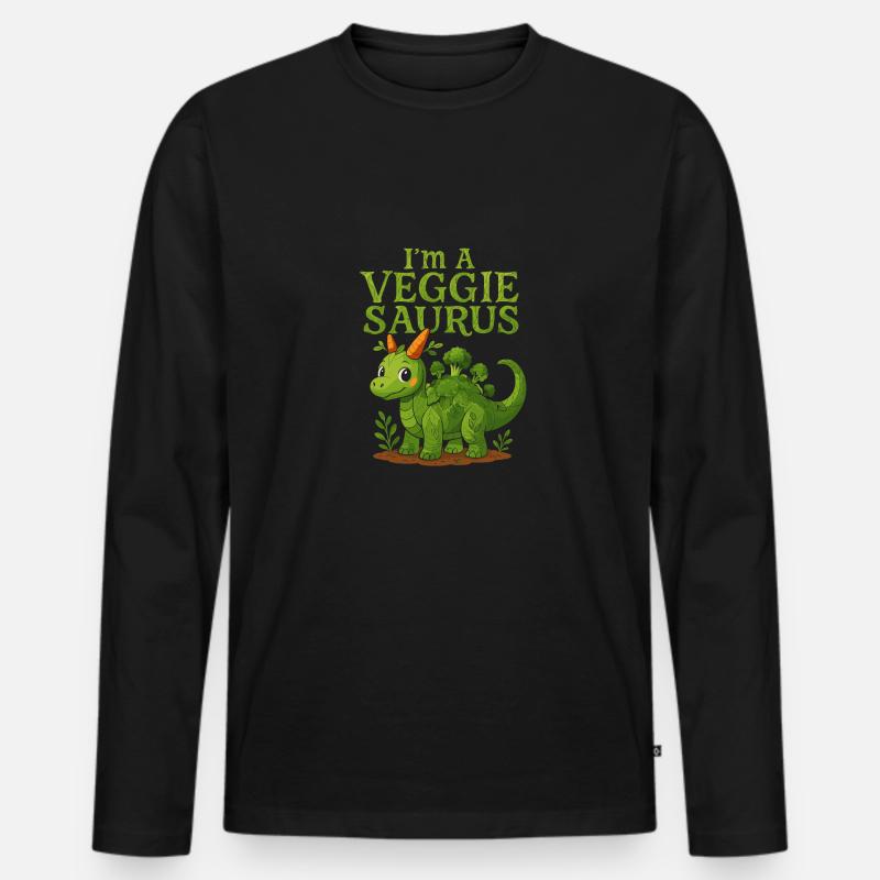 Ich bin ein Veggie-Saurus - Männer Premium Bio Langarmshirt - Schwarz