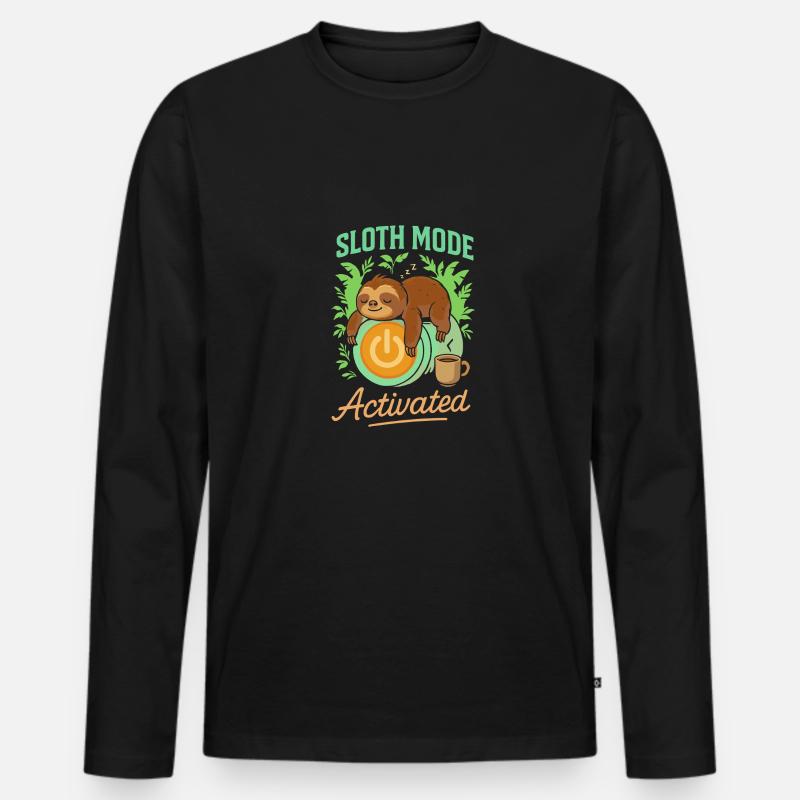 Faultiermodus aktiviert - Männer Premium Bio Langarmshirt - Schwarz