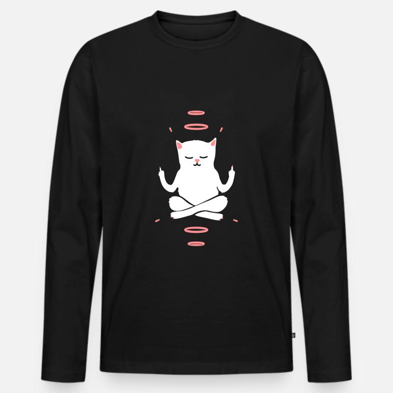 Woosah Cat - Männer Premium Bio Langarmshirt - Schwarz