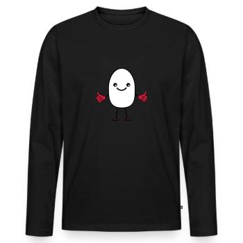 lachendes ei - Männer Premium Bio Langarmshirt - Schwarz - Vorne - Nico (187cm)