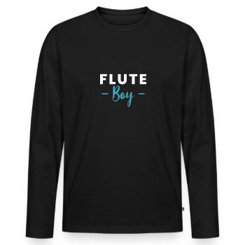 Flute Boy Geschenk Flöten Spieler - Männer Premium Bio Langarmshirt - Schwarz - Vorne - Nico (187cm)