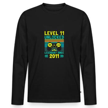 Level 11 Unlocked Legendary Since 2011 Gamer 11. - Männer Premium Bio Langarmshirt - Schwarz - Vorne - Nico (187cm)
