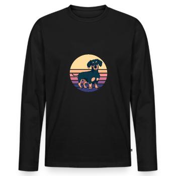Wiener Dog Dachshund - Men's Premium Organic Long Sleeve Shirt - black - Front - Nico (187cm)