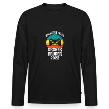 nächstes level großer bruder 2023 retro Gamer - Männer Premium Bio Langarmshirt - Schwarz - Vorne - Nico (187cm)