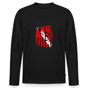Plongeur USA Plongée Pavillon Plongée - T-shirt manches longues Premium bio Homme - noir - Devant - Nico (187cm)
