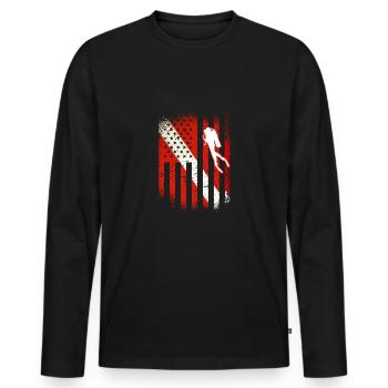Plongeur USA Plongée Pavillon Plongée - T-shirt manches longues Premium bio Homme - noir - Devant - Nico (187cm)