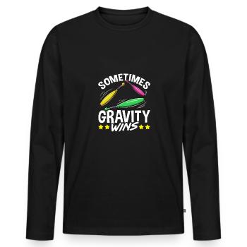 Jongleur parfois la gravité gagne la jonglerie - T-shirt manches longues Premium bio Homme - noir - Devant - Nico (187cm)
