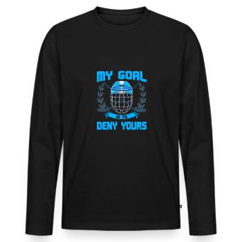 My Goal Is To Deny Yours Eishockey Torwart - Männer Premium Bio Langarmshirt - Schwarz - Vorne - Nico (187cm)