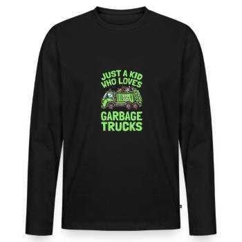 Juste un enfant qui aime les camions à ordures Camion à ordures - T-shirt manches longues Premium bio Homme - noir - Devant - Nico (187cm)
