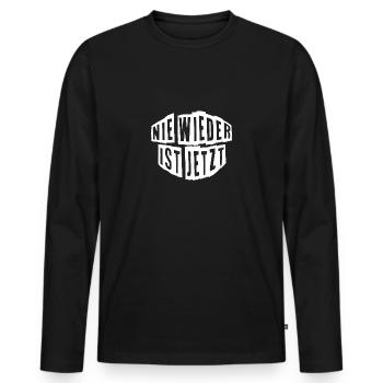 AfD stoppen gegen rechts Demokratie verteidigen - Männer Premium Bio Langarmshirt - Schwarz - Vorne - Nico (187cm)
