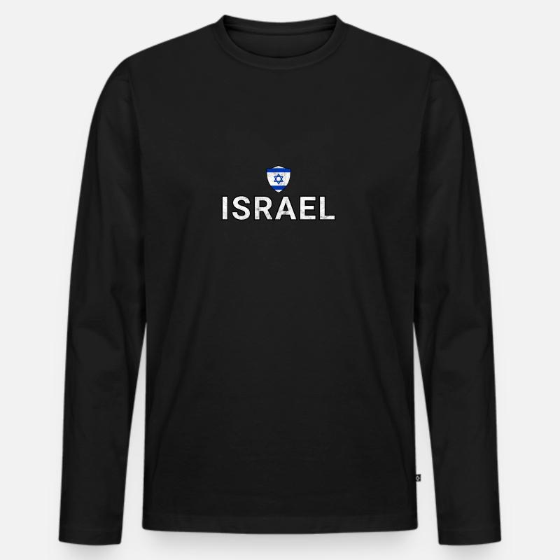 Israel - Männer Premium Bio Langarmshirt - Schwarz