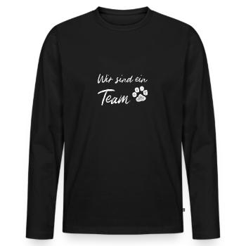 Wir sind ein Team - Passion hund - Männer Premium Bio Langarmshirt - Schwarz - Vorne - Nico (187cm)