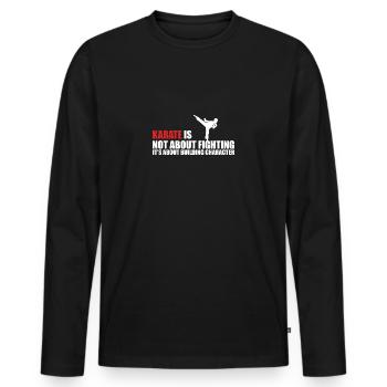 Karate - Männer Premium Bio Langarmshirt - Schwarz - Vorne - Nico (187cm)