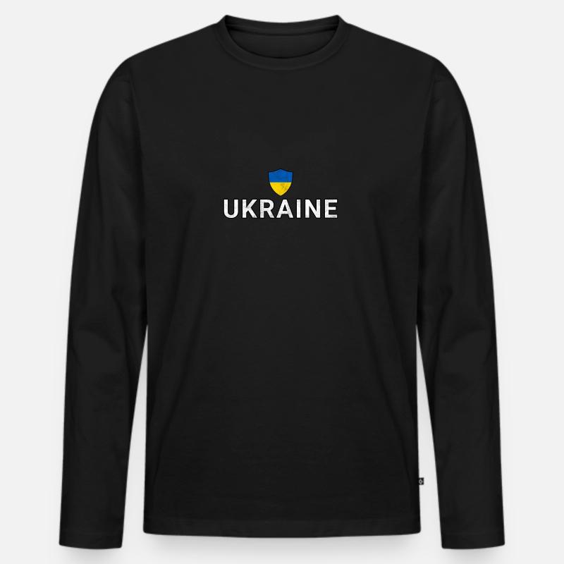 Ukraine - Männer Premium Bio Langarmshirt - Schwarz