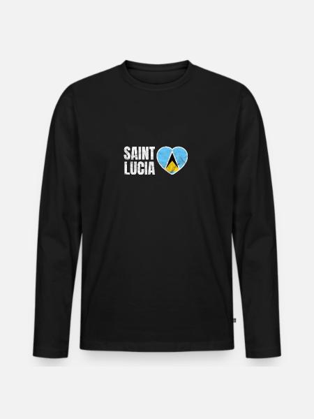 Saint Lucia - Men's Premium Organic Long Sleeve Shirt - black