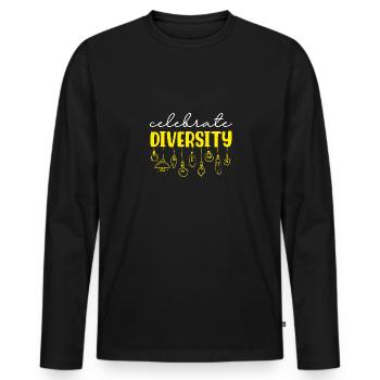 Feiern Sie die Vielfalt - Männer Premium Bio Langarmshirt - Schwarz - Vorne - Nico (187cm)
