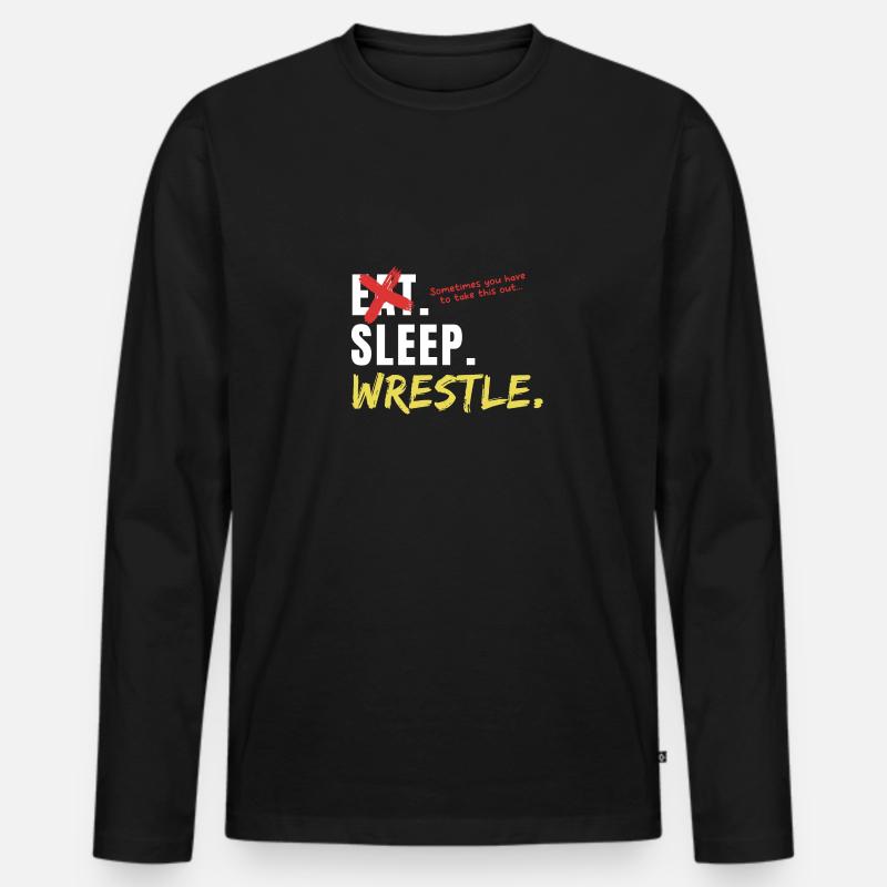Eat Sleep Wrestle - Männer Premium Bio Langarmshirt - Schwarz