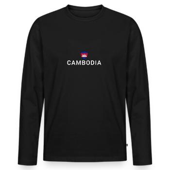 Cambodge - T-shirt manches longues Premium bio Homme - noir - Devant - Nico (187cm)