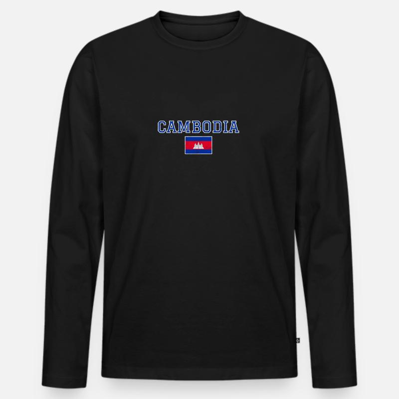 Kambodscha - Männer Premium Bio Langarmshirt - Schwarz