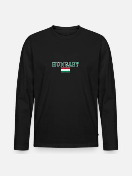 Ungarn - Premium økologisk langærmet T-shirt til mænd - sort