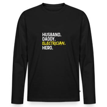 Ehemann Daddy Electricia Held - Männer Premium Bio Langarmshirt - Schwarz - Vorne - Nico (187cm)