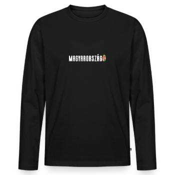 Magyarország Hongrie Blason drapeau - T-shirt manches longues Premium bio Homme - noir - Devant - Nico (187cm)