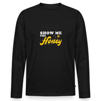 Zeig mir den Honig - Männer Premium Bio Langarmshirt - Schwarz - Vorne - Nico (187cm)