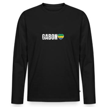 Gabon - Men's Premium Organic Long Sleeve Shirt - black - Front - Nico (187cm)