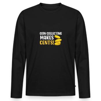 Münzsammeln macht Cents - Männer Premium Bio Langarmshirt - Schwarz - Vorne - Nico (187cm)