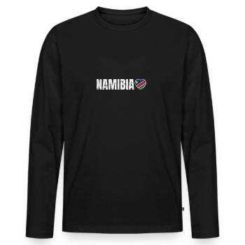 Namibia - Men's Premium Organic Long Sleeve Shirt - black - Front - Nico (187cm)