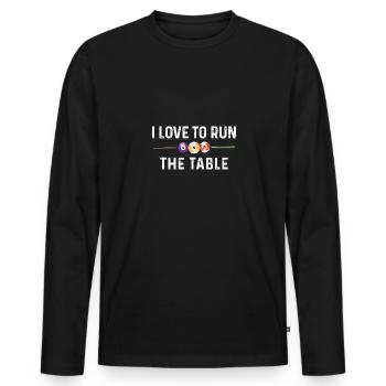Ich liebe es, den Tisch zu führen - Männer Premium Bio Langarmshirt - Schwarz - Vorne - Nico (187cm)