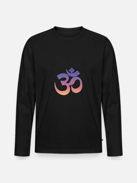 Om Yoga - Männer Premium Bio Langarmshirt - Schwarz