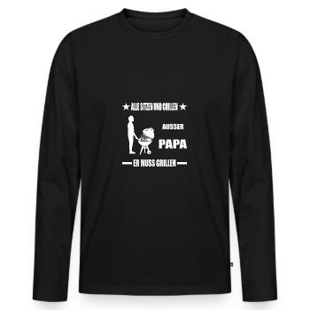BBQ - Männer Premium Bio Langarmshirt - Schwarz - Vorne - Nico (187cm)