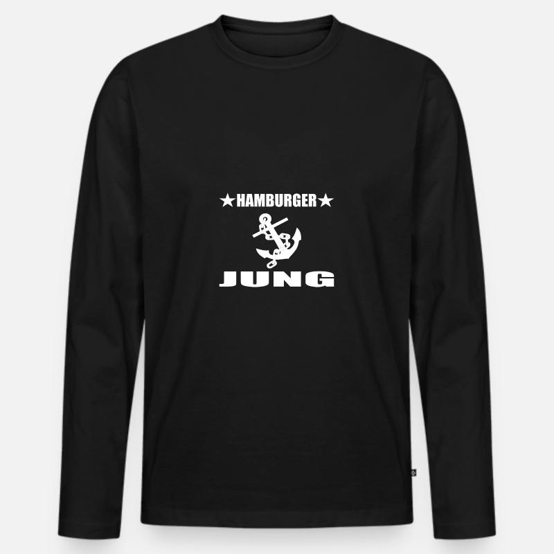 Hamburg - Männer Premium Bio Langarmshirt - Schwarz