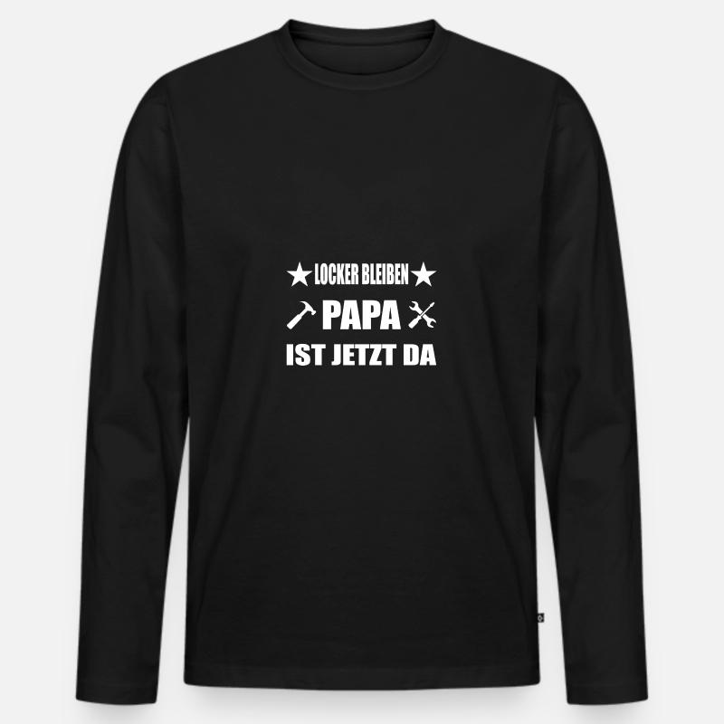 Papa - Männer Premium Bio Langarmshirt - Schwarz